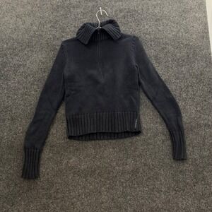 Ralph Lauren Polo Jeans Co Navy Blue Ribbed Cotton Quarter Zip Sweater Medium